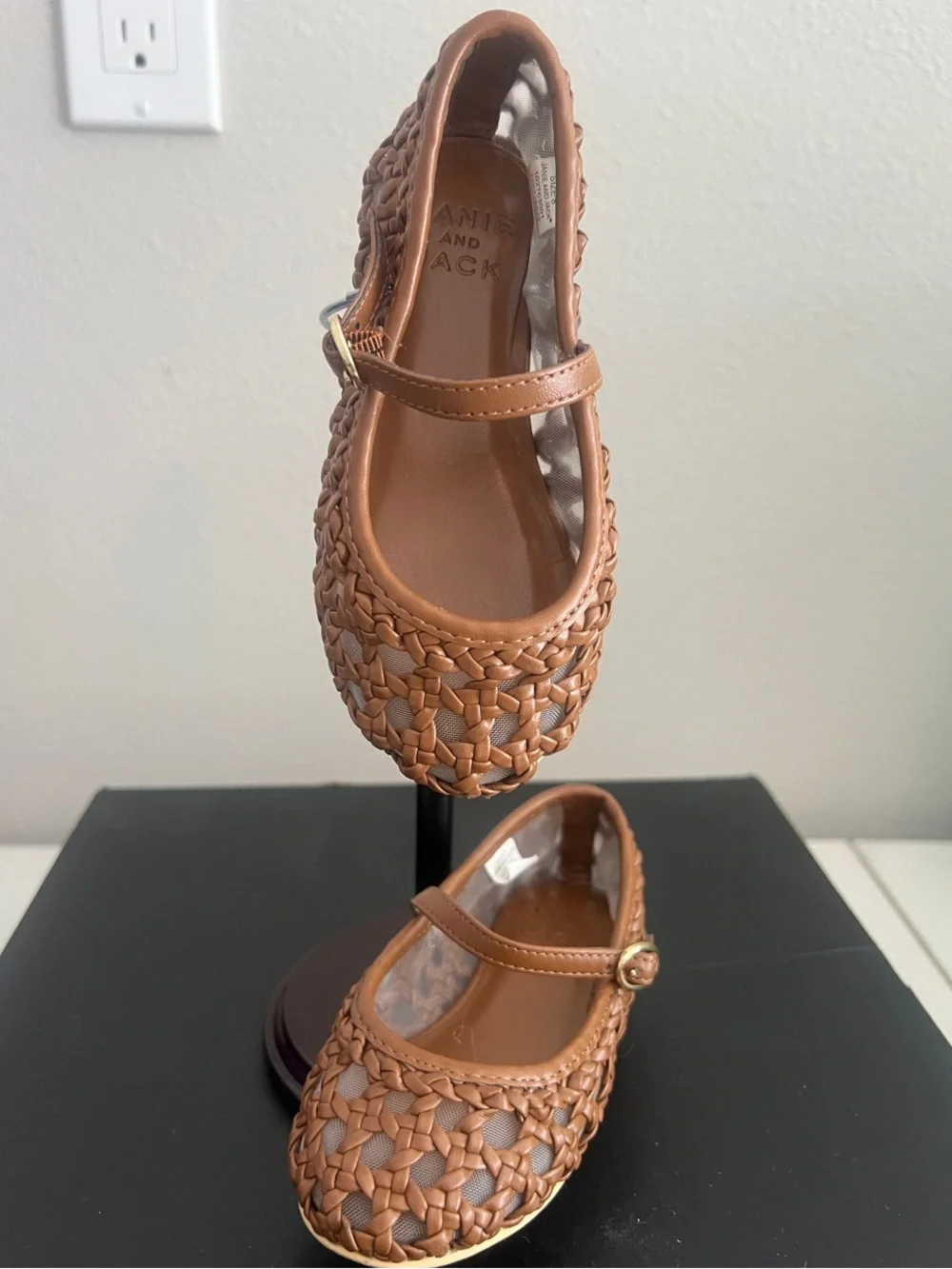 🛕🤎JANIE & JACK BROWN WOVEN BOHEMIAN MARY JANE FLATS🤎🛕